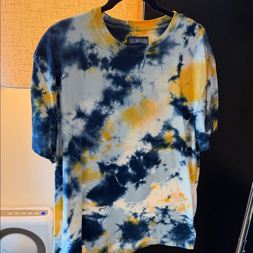 Vilebrequin Blue and Yellow Tie-Dye Short Sleeve Tee